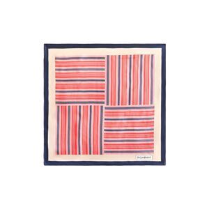 Vintage Yves Saint Laurent Silk Scarf Geometric Stripe Print Navy Red 1980s